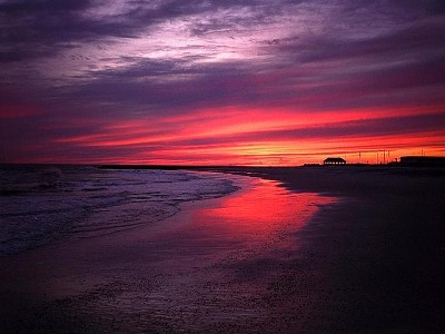 The crimson shore at twilight